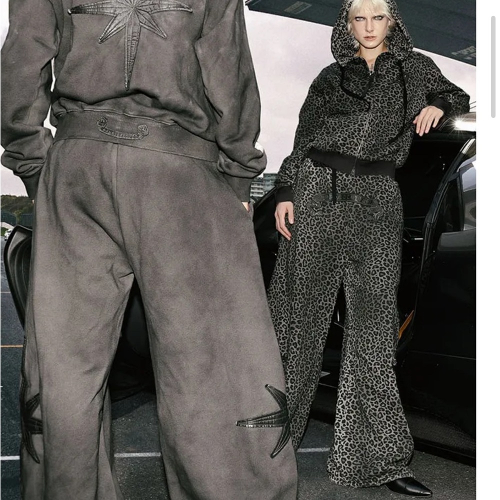 BADBLOOD Cosmo Patch 2 Way Curved Jogger Trousers - Black Leopard 🐆